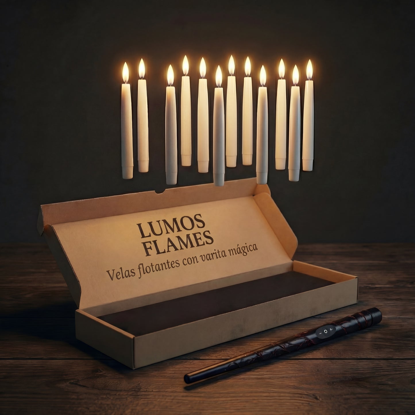 velas flotantes con varita mágica