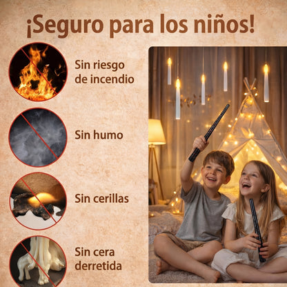 velas flotantes con varita mágica